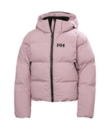 Jr.GirlNoraPuffyJacket-Light Pink puffer jacket with a hood on a white background