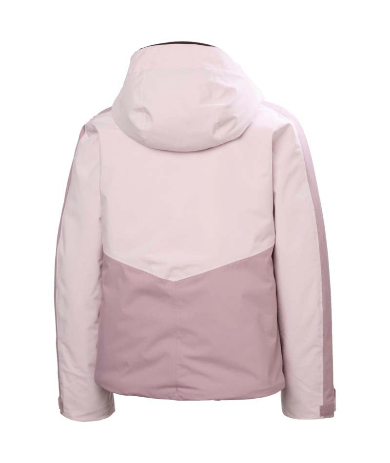 Jr.GirlSnowblissJacket- Light pink jacket with a brand logo on a white background