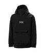 Jr.PowderSoftshellHoodie-Black jacket with a brand logo on a white background