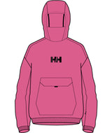 Jr.PowderSoftshellHoodie-Pink jacket with a brand logo on a white background