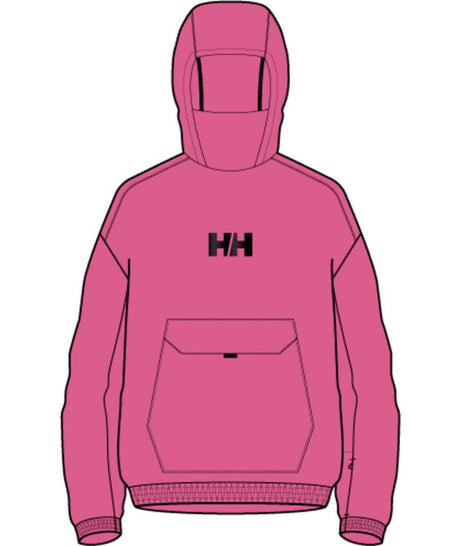 Jr.PowderSoftshellHoodie-Pink jacket with a brand logo on a white background