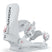 Juliet-White snowboard binding with 'Union' branding on a white background