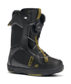 LilMiniSBBoot-A single K2 Lil Mini Youth Snowboard Boot for kids, featuring a black and gold color scheme with BOA lacing system.