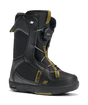 LilMiniSBBoot-A single K2 Lil Mini Youth Snowboard Boot for kids, featuring a black and gold color scheme with BOA lacing system.