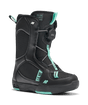 Lil Kat-A single K2 Lil Kat Youth Snowboard Boot for the 2027 model year, predominantly black in color with green accents, featuring a BOA dial, and designed for kids.