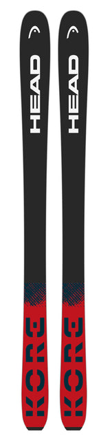 KORE100Ti- Pair of red and black skis on a white background