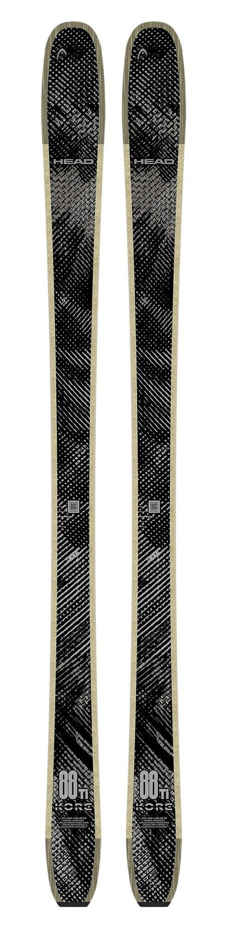 KORE88Ti- Two skis with bindings on a white background