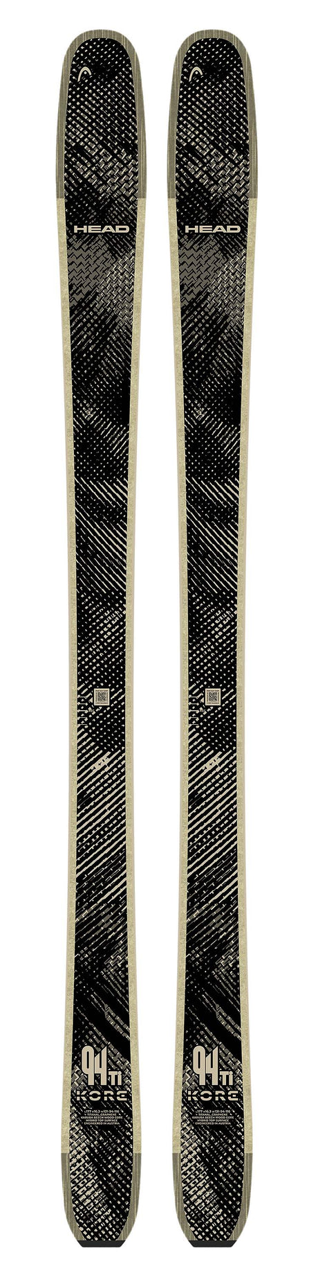 KORE94Ti- Two black skis with visible branding on a white background