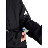 KPowlineGORE-TEX2LJacket-Black jacket with a visible brand logo on the sleeve, held open to show a card inside.
