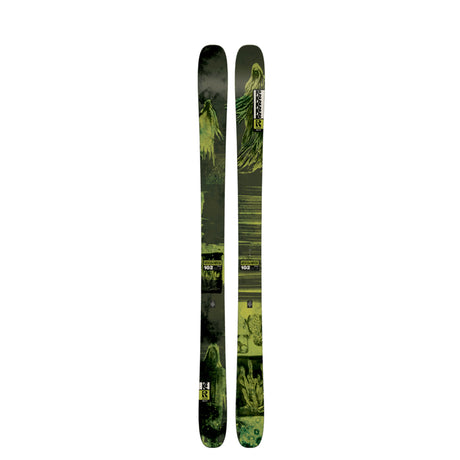Reckoner102-A pair of K2 Reckoner 102 men's skis for the year 2027, featuring a camouflage pattern in green and black tones.