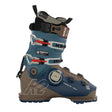 Mindbender120- A single K2 Mindbender 120 BOA Men's ski boot in blue, brown, and black color scheme with adjustable BOA fit system straps and the K2 logo visible.