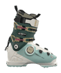 Mindbender105-Pair of green and white ski boots with visible brand logos on a transparent background