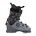 WMindbender85BOA-A single women's ski boot with BOA lacing system, predominantly gray with black and purple accents.