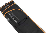 KantajaDoubleRollerSkiBag- Black and gold bag on a white background 