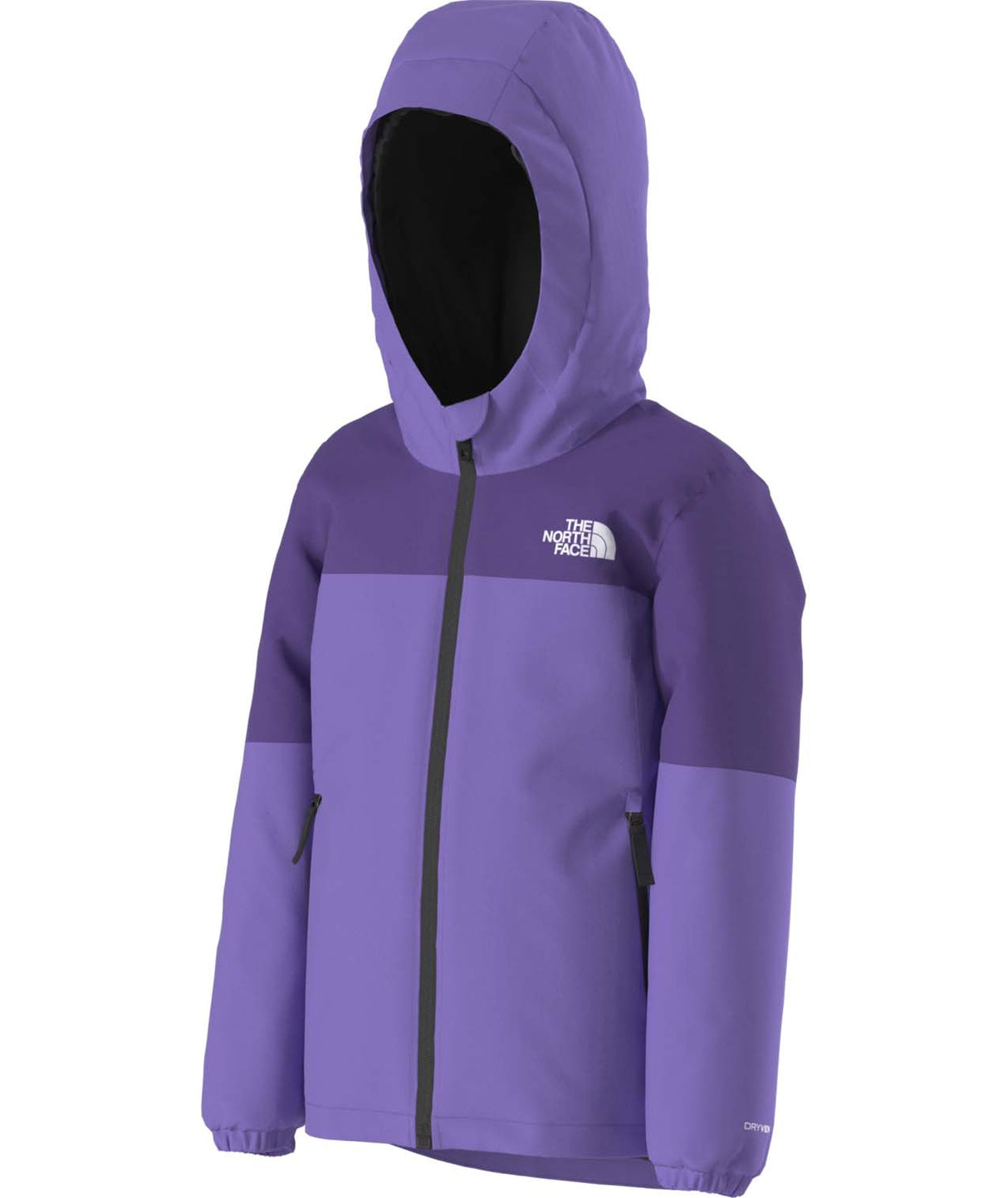 KidsFreedomInsulatedJacket-Purple jacket with a hood on a white background