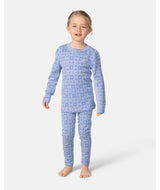 KidsHennieBaseLayerSet- Light blue and white kids baselayer set on a white background