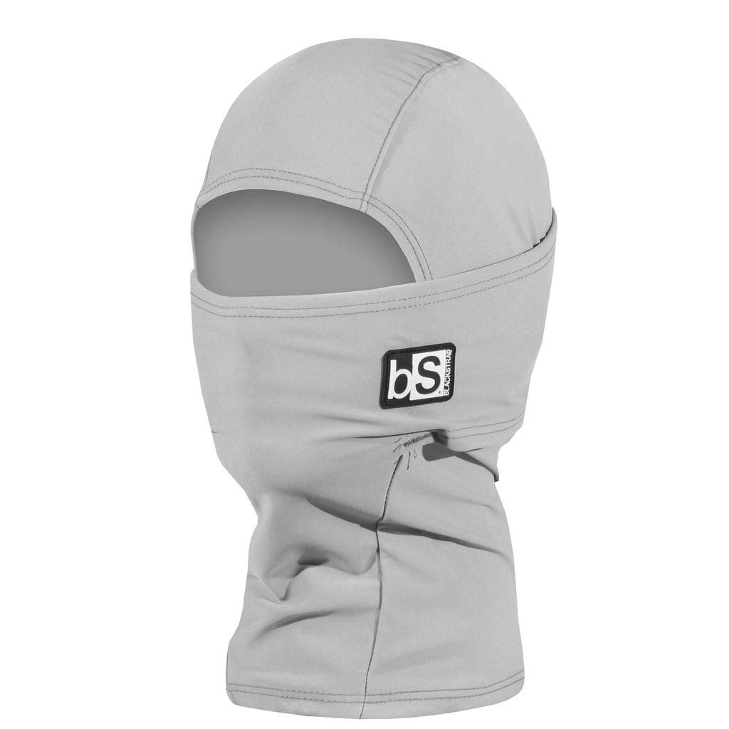 KidsHood-Gray balaclava with a brand logo on a white background