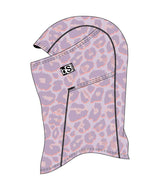KidsHood-Leopard print balaclava with a brand logo on a white background