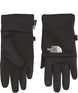 KidsRecycledE-tipGlove-Black gloves with The North Face logo on a white background