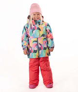 KidsRiverJacket- Child wearing a multicolored jacket on a white background