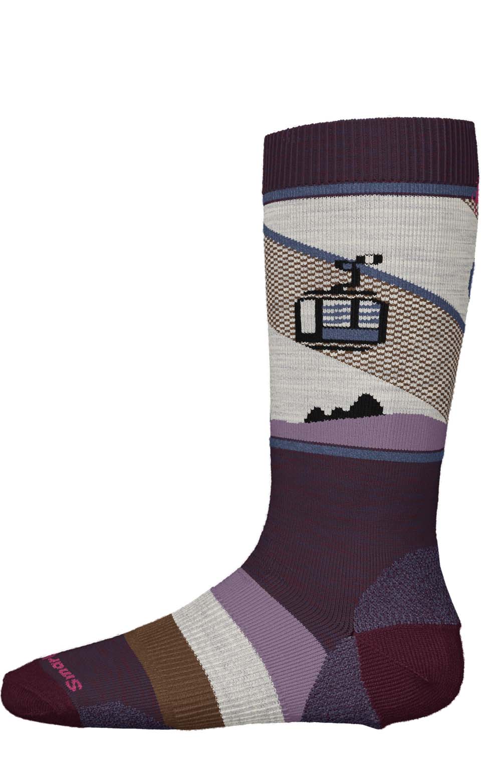 KWintersportFullCushionGondolaGamesOTCSocks-Colorful sock with geometric pattern on a white background