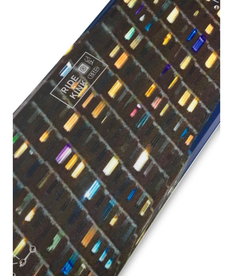 Kink- Blue multicolored snowboard on a white background