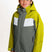KrakenBoysInsulatedJacket-A young boy wearing a kids' ski jacket and matching pants. The jacket is olive green with a gray chest panel and white shoulder accents, and the brand 'KARBON' is visible on the upper right sleeve.
