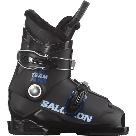 TeamT2-Black ski boot with branding on a white background