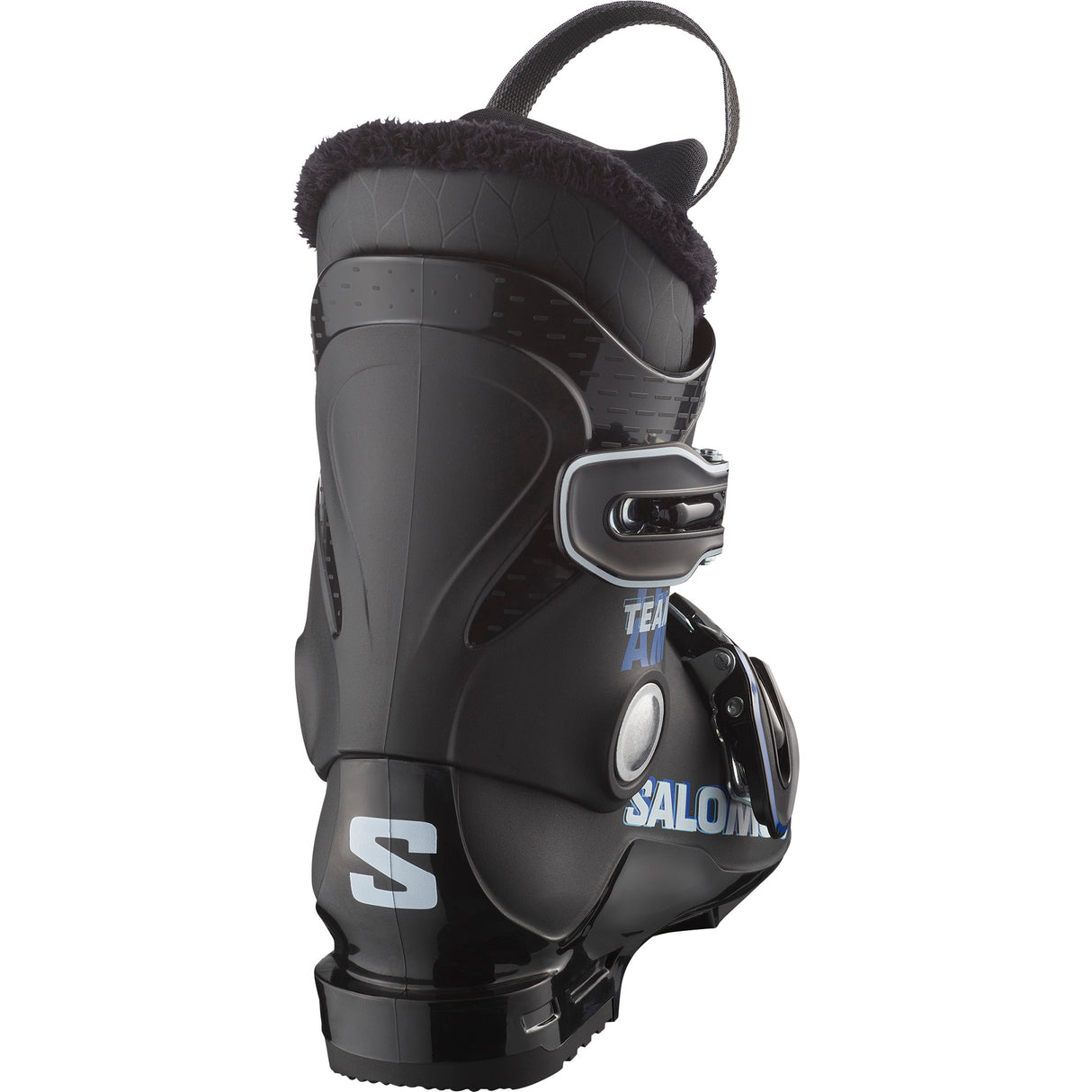 TeamT2-Black ski boot with branding on a white background