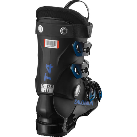 T4RT- Black and blue ski boot on a white background