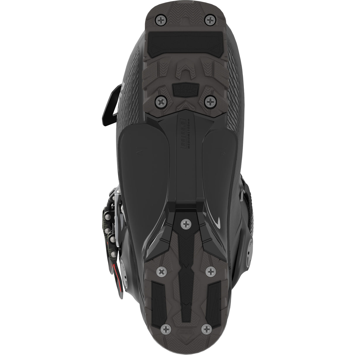 S/Pro Supra 90- Black ski boot with visible branding on a white background