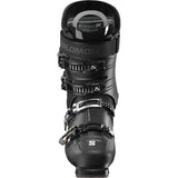 S/Pro Supra 90- Black ski boot with visible branding on a white background