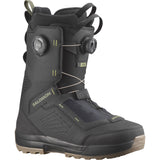EchoDualBOA-A single Salomon snowboard boot with dual BOA lacing system, predominantly black in color, with brand logo visible.
