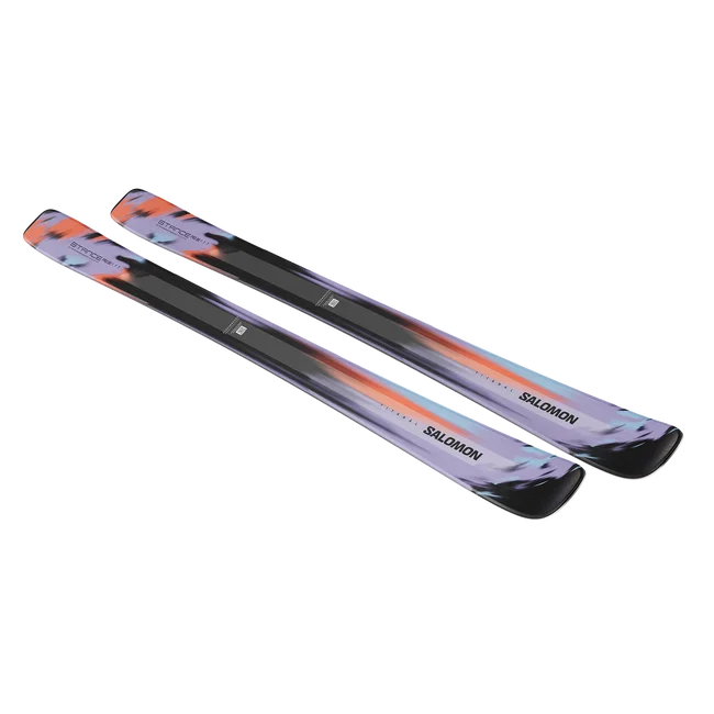 Stance Pro 86-Pair of Salomon skis with a colorful design on a white background