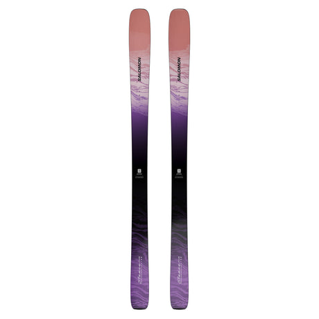 W Stance Pro 88- Pair of skis with a purple and pink gradient on a white background