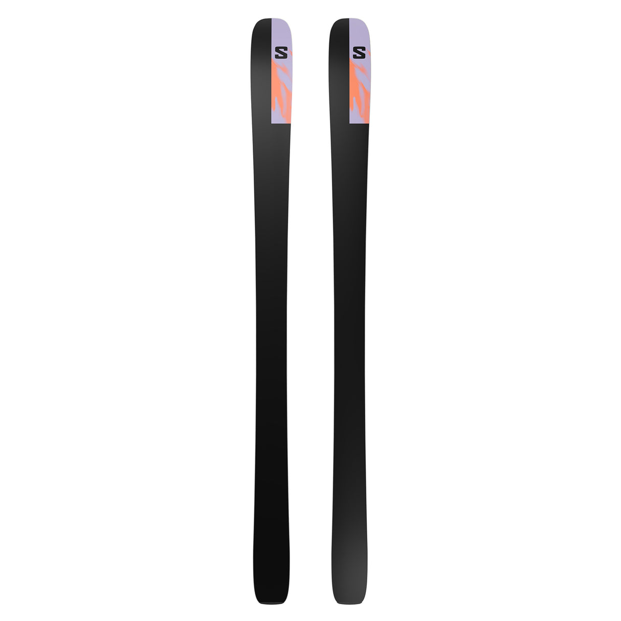 Stance Pro 96- A pair of Salomon Stance Pro 96 adult skis for the year 2027, featuring a black, orange, and blue color scheme.