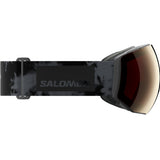 RadiumPrimeSigma-Ski goggles with a black and gold + pink lens, and black strap on a white background.