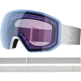 Radium Pro S Sigma Photo- Ski goggles with a purple lens and white strap on a white background