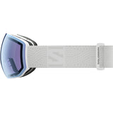 Radium Pro S Sigma Photo- Ski goggles with a purple lens and white strap on a white background