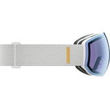 Radium Pro S Sigma Photo- Ski goggles with a purple lens and white strap on a white background