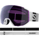 Radium Sigma- Ski goggles with white frame and band and purple lens with a Salomon logo on a white background