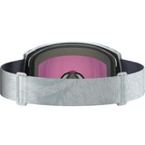 Radium Sigma- Ski goggles with white frame and band and transparent blue lens with a Salomon logo on a white background