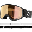 Aksium 2.0 Photo- Salomon ski goggles with black frame and yellow/red lenses on a white background