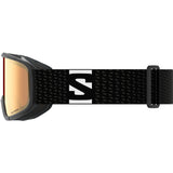 Aksium 2.0 Photo- Salomon ski goggles with black frame and yellow/red lenses on a white background