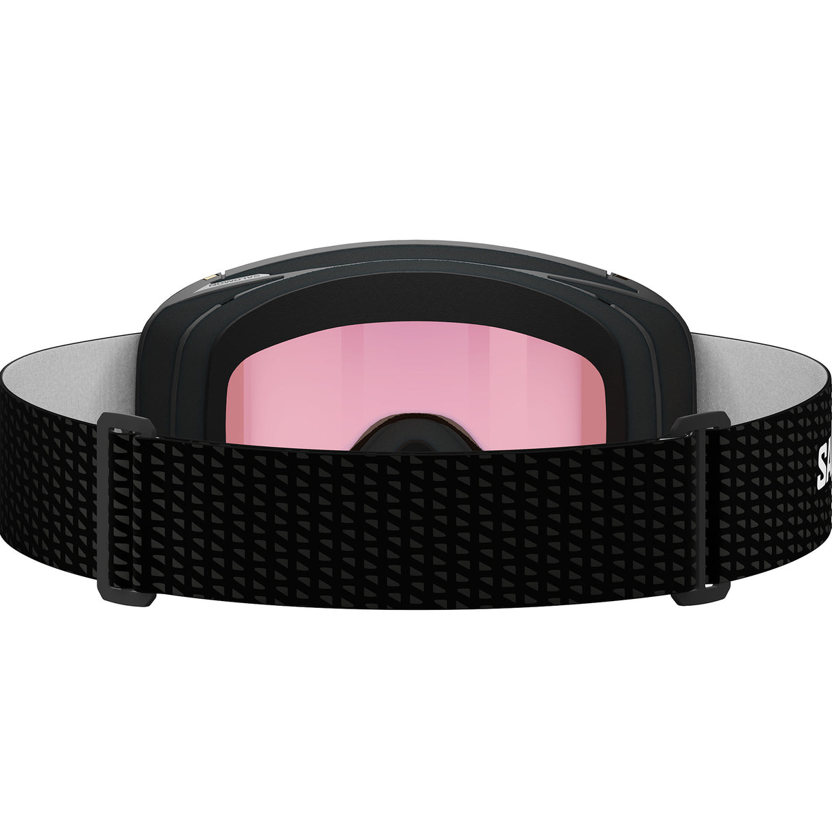 Aksium 2.0 Photo- Salomon ski goggles with black frame and yellow/red lenses on a white background