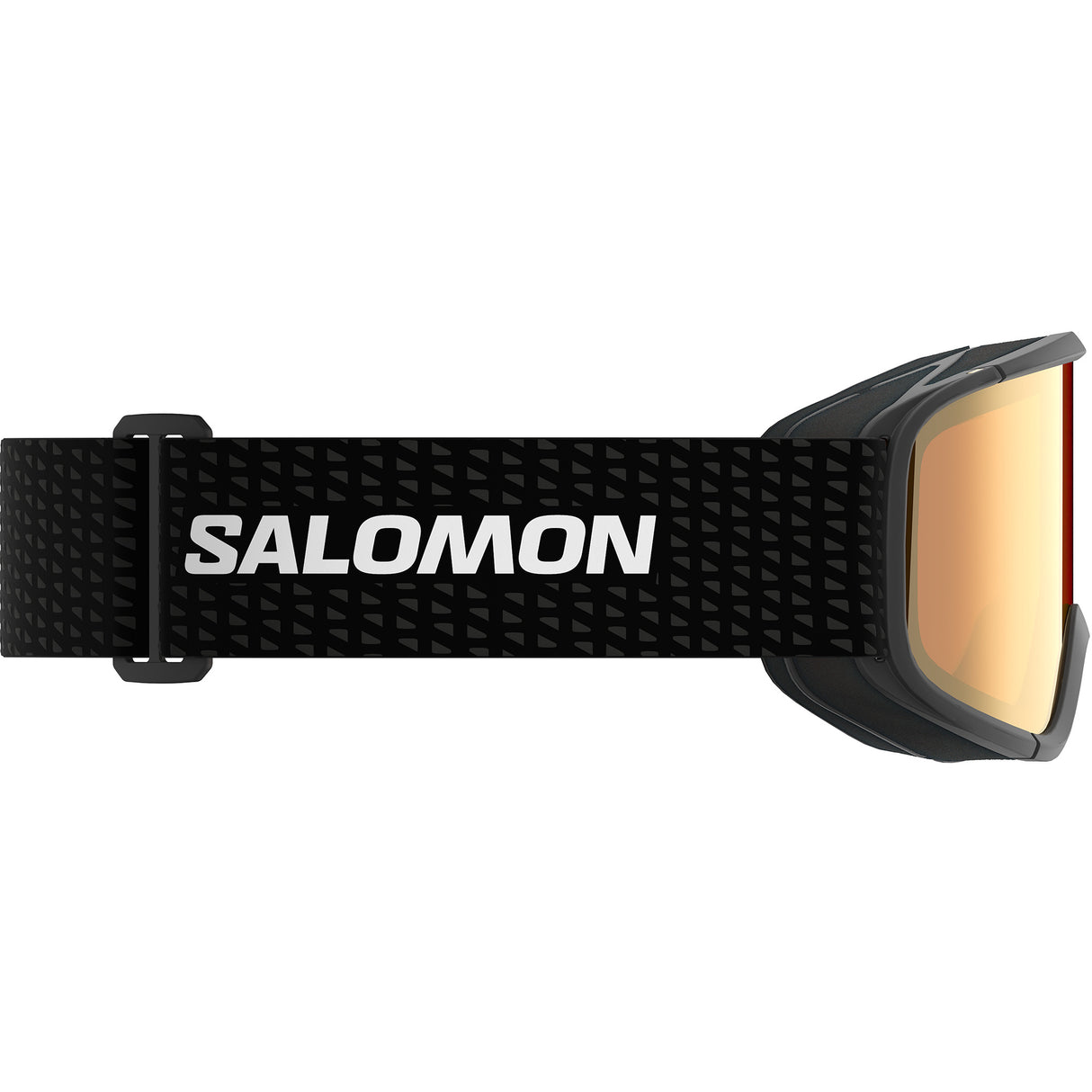 Aksium 2.0 Photo- Salomon ski goggles with black frame and yellow/red lenses on a white background