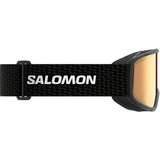 Aksium 2.0 Photo- Salomon ski goggles with black frame and yellow/red lenses on a white background