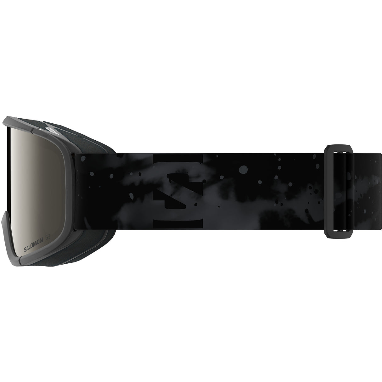 Aksium 2.0 S-Black ski goggles with a strap on a white background
