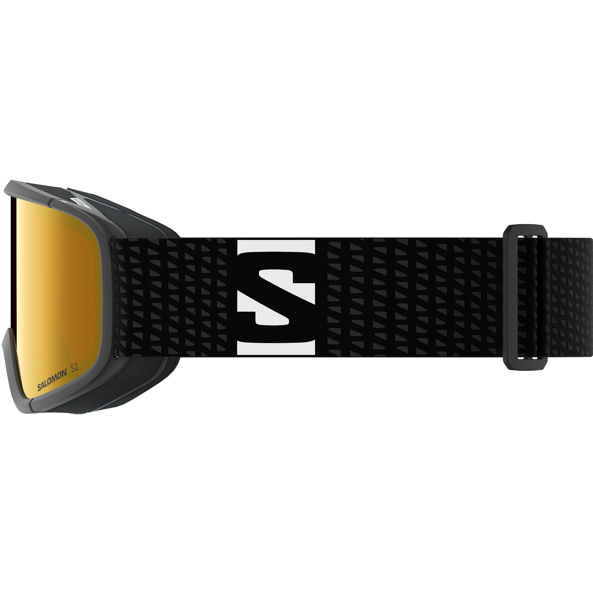 Aksium 2.0 S-Black ski goggles with a strap on a white background