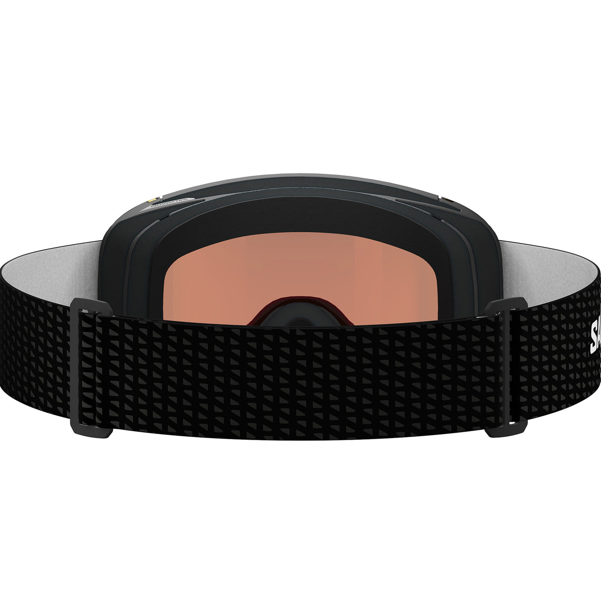 Aksium 2.0 S-Black ski goggles with a strap on a white background